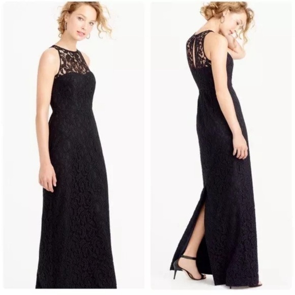 J. Crew Dresses & Skirts - J. Crew Pamela Gown Full Lace Sleeveless Maxi Dress Classic In Black Size 4